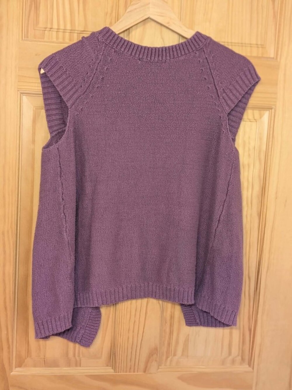 RW CO Womens Purple Cotton Cable Knit Button Vest M